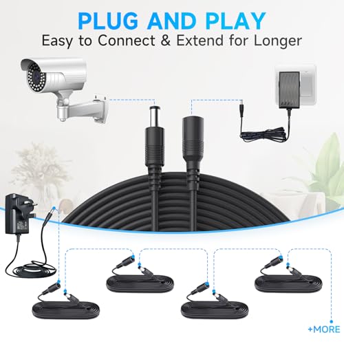 ANLINK 2 Pack 10ft/3 Meters Power Extension Cable, 12V DC 5.5mm*2.1mm Male to Female Power Adapter Cord for 12V CCTV Security Camera, LED Strip String Light, Router and More Devices (Black) - Image 5