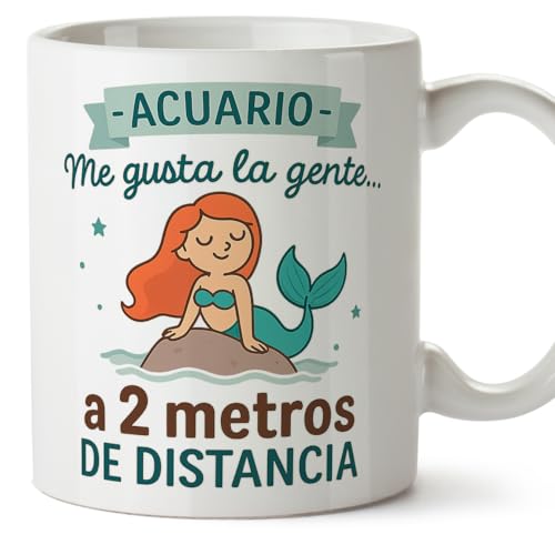 Imagen de MUGFFINS Taza Horóscopo Acuario graciosa con frase Acuario Me gusta la gente