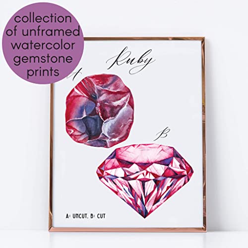 9 Mineralogy Wall Art Prints - Gemstone Crystal Posters (Unframed 8 X 10 Inches) Nine Colorful Gemalogy Decor Printed Illustrations By Ritzy Rose (Mineralogy) #TOP4
