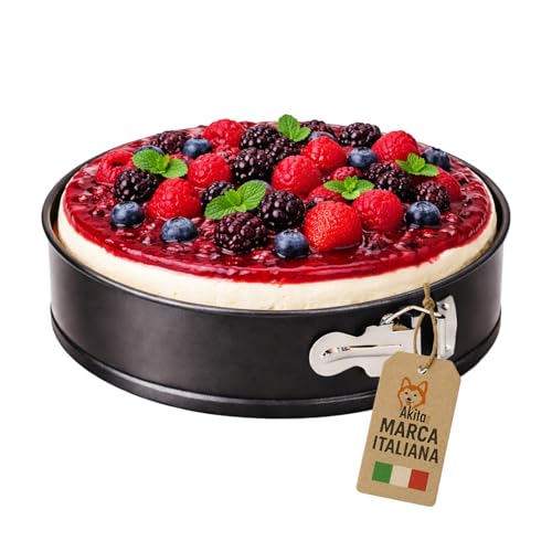 AKITAInk Tortiera a Cerniera Antiaderente, Stampo per Dolci Apribile Disponibile in Varie Misure (18-20-22-24-26-28 cm), Ideale per Torte, Cheesecake e Forno (24 cm)