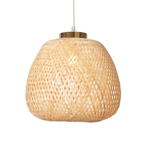 Litecraft Naya Light Shade 33cm Woven Bamboo Easyfit Ceiling Lampshade - Natural