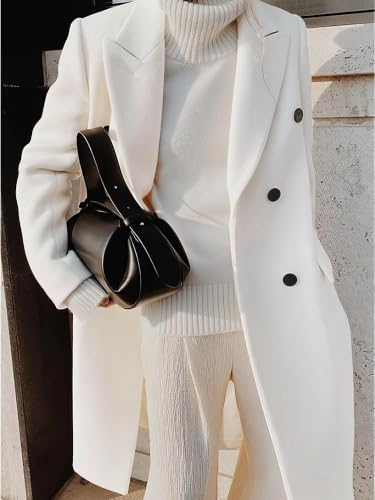 Image of IDEALSANXUN Womens Long Wool Coats Fall Winter Double Breasted Trench Coat Peacoat
