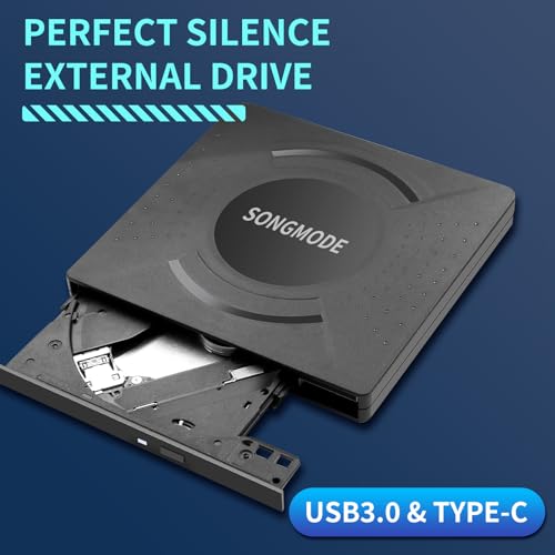 SONGMODE Ultra Slim DVD Burner,External DVD Drive，CD Burner &ndash; USB 3.0/Type-C, M-DISC Support, Plug & Play for PC/Mac/Laptop