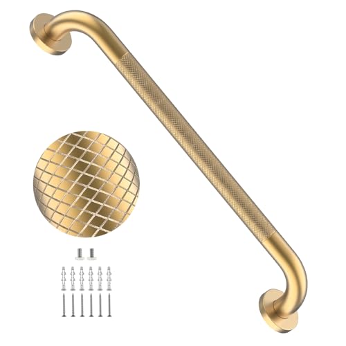 24 Inch Anti Slip Shower Grab Bar, YuanDe Brushed Gold Bath Grab Bar