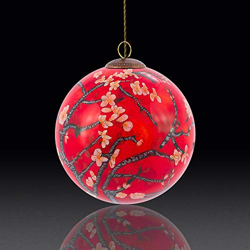 Vincent Van Gogh 'Branches Of An Almond Tree In Blossom Red' Hand Painted Glass Ornament Collectable #TOP5