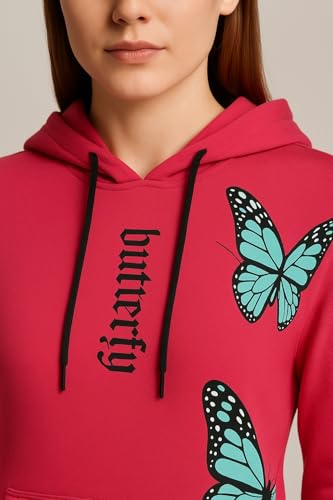 Image of Raves Womens Stylish Printed Hoodie | Trendy Cotton Fleece Hooded Sweatshirt for Women & Girls | Full Sleeve Winter Wear Pullover