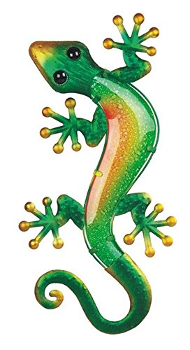 StealStreet 63105 23.75 Inch Green and Yellow Lizard Metal Wall