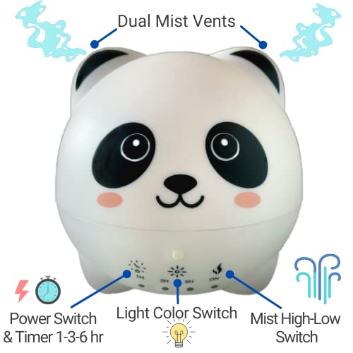 Simpl Cute Panda Essential Oil Diffuser-300Ml Kids Ultrasonic Aroma Diffuser Humidifier, 7 Color Changing Night Light & Waterless Auto-Off For Nursery, Baby Room, Home, Office & Spa. #TOP1