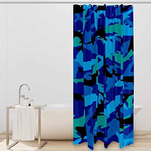 Rideau de douche imperméable motif requins de l'océan et crochets robustes