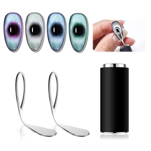 JODSONE Cat Eye Magnet for Nails, Strong Cylindrical Nail Magnet with Black Hole Guides, Magnets for Cat Eye Gel Polish