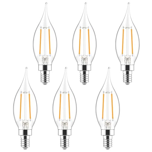 Sigalux E12 Candelabra Bulb 40 Watt Equivalent, LED Chandelier Light Bulbs Dimmable 2700K Soft White, CA10 Candle Shape E12 LED Bulb for Ceiling Fan, 3W 300LM, 6 Pack
