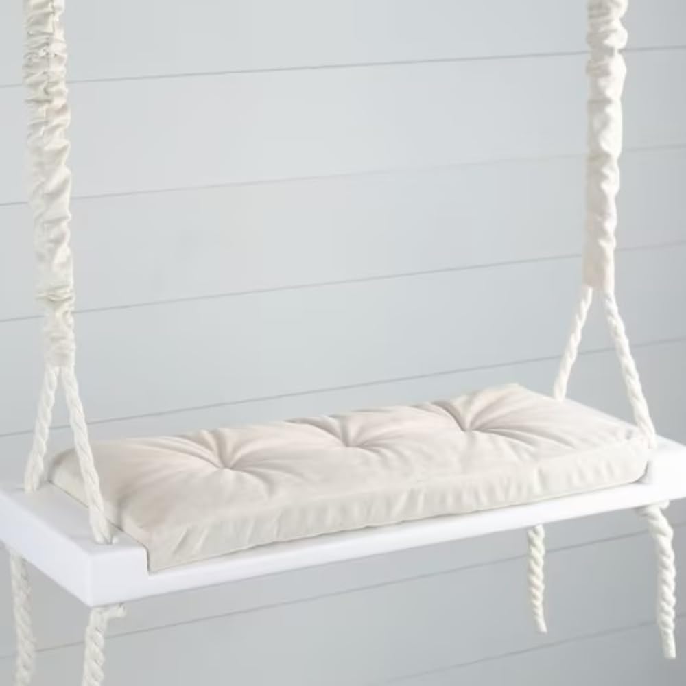 Modern Handmade Tree Swing, Wood Playground Swings, Rope Swing for Adults, Hanging Chair, Ourside Decor, Wood Swings Set Seat for Outdoor and Indoor Wedding Use (1 - White)