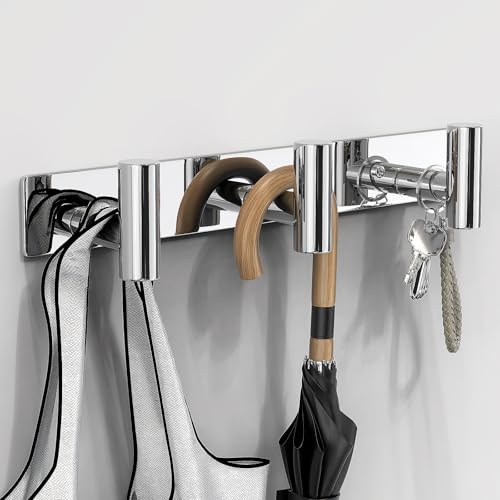 Image of VAEHOLD Hat and Coat Wall Mount Rack - Hooks for Robes, Bags, Keys, and Towels - Bathroom Towel Hanger Organizer (Polished Chrome, inchT inch Shape 3 Hooks 1 Pack)