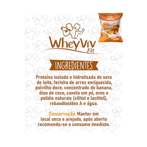Kit Biscoitos Fit Cookies, Chocolate, Coco e Banana com Whey Protein - WheyViv Fit - Caixa 20 unidad