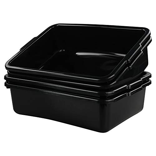 Teyyvn 13 L Plastic Bus Box/Utility Box, Commercial Wash Basin Tote Box, 4-Pack, Black #TOP5