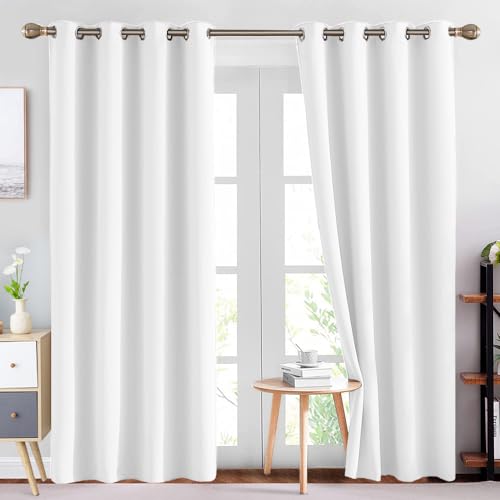 Opiniones de Blancos del mes. 46 NANWEI Cortinas Blackout con Aislamiento Térmico para Recámara Ventana, con Ojales en la Parte Superior, Suave 100% Poliéster Tela Impermeable, Reducción Ruido, 2 Paneles, 132...