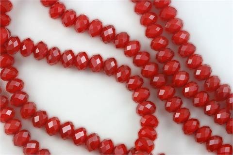 Chinese Crystal Glass Beads Faceted Rondelle 8mm Red Agate [18 inch strand] (3642)
