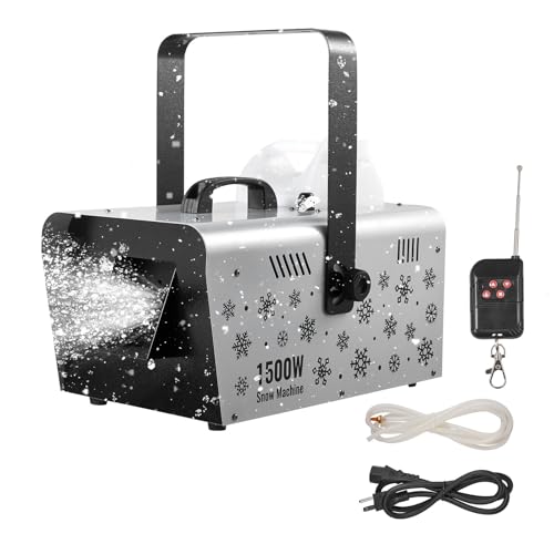 VEVOR Snow Machine, 1500W Handheld/Hanging Snow Maker By Wireless Remote Control, Portable Snowmaking Machine, High Output Snowflake Maker with 5L Tank for Christmas Party Wedding Stage Effects