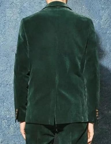 Velvet Blazer for Men Vintage Double Breasted Solid Jacket Peak Lapel Slim Fit Sport Coat Tuxedo2