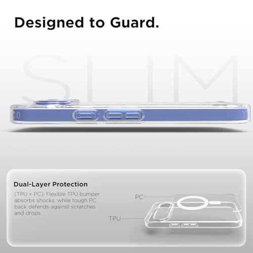 Image of RIGGEAR Shockproof Clear Hybrid Armor Magnetic Back Cover Case Compatible with MagSafe Accessories for Google Pixel 10 / Pixel 10 Pro (Transparent PC+TPU Bumper)