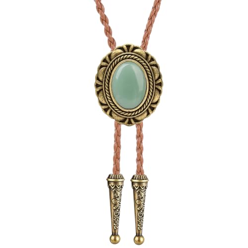Image of Jeilwiy Bolo Tie for Men Western Cowboy Tie Necklace Gold Bolo Tie Leather Necktie Halloween Tie Accessories for Women