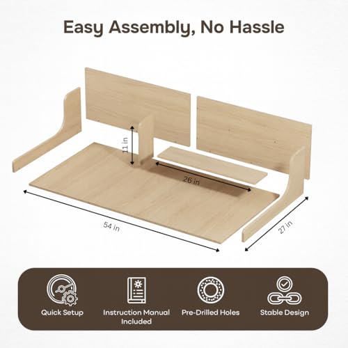 SOBHI | Solid Wood Washer & Dryer Countertop with Laundry Add-Ons | 54″ x 27″ Laundry Room Organization & Storage Topper | 3 Detergent Dispensers & Dryer Sheet Box | Oak Finish - Thumbnail 4