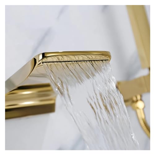 Robinet de baignoire avec douchette à main encastré mural eau chaude froide - 6