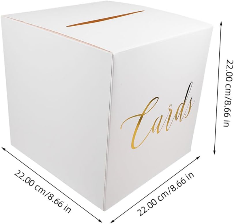 Unomor Wedding Card Box Set with 4 White Paper Card Holders and 10 Greeting Wedding Message and Money Envelope Storage for Reception and Party Decorations