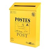 SOESFOUFU Vintage Briefkasten aus Robustem Eisenblech mit Zeitungsfach Wetterfest mit Haken zum Aufhängen Dekorativ für Haus und Garten Gelb Lackiert Langlebig und Stilvoll