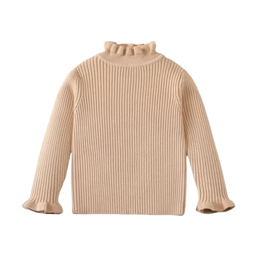 Girls Turtleneck Knit Sweater Relaxed Fit Drop Shoulder Pullover Kids Toddler 𝗥uffle Trim Sweater Loose Baby Coat Girl
