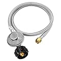 GasSaf 3FT Propane Regulator with Hose, Low-Pressure Propane Regulator Hose Gas Grill Parts for Weber Gas Grills, Blackstone Grills, Heaters, Fire Pits, and More - 3/8" Female Flare Nut