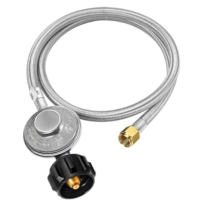 GasSaf 3FT Propane Regulator with Hose, Low-Pressure Propane Regulator Hose Gas Grill Parts for Weber Gas Grills, Blackstone Grills, Heaters, Fire Pits, and More - 3/8" Female Flare Nut