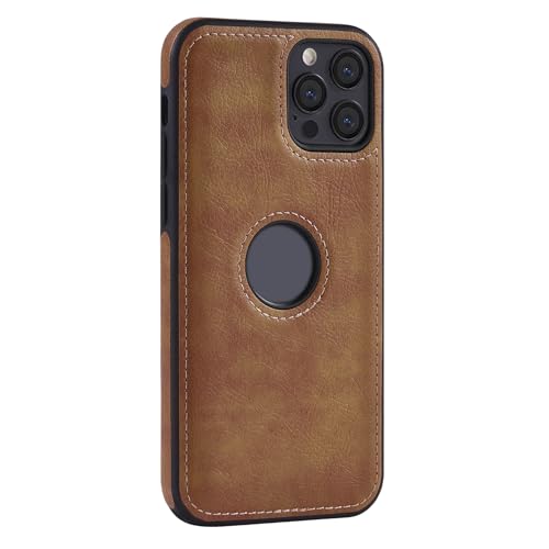 Phone Case for iPhone 15 - Ultra Slim PU Leather Cover Compatible with iPhone 15, Shockproof Protection, Easy Installation, Vintage Logo Cutout Brown