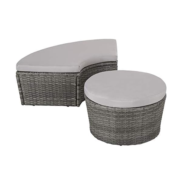 TecTake Aluminium poly rattan sun isle day bed lounger | width: 178 cm - Image 7