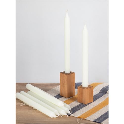CANDWAX Ivory Taper Candles Pack of 12 - Straight Candles 10 inch Ideal as Unscented Candles, Dinner Candles and Table Candles - Slow Burning Candles Dripless - Smokeless Long Candlesticks - Thumbnail 6