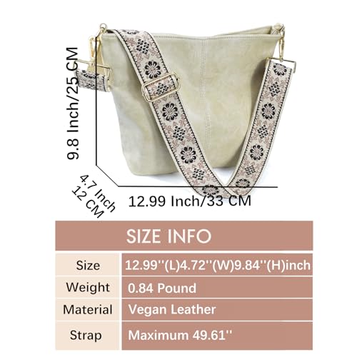 Image of Hobo Bags Vegan Leather Crossbody Bag Guitar Strap Shoulder Purses with Zipper Handbags for Women