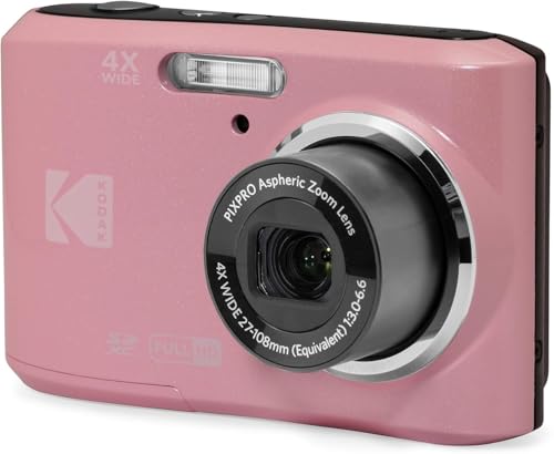 Kodak PIXPRO FZ45 16MP Point and Shoot Digital Camera with 4X Optical Zoom - Compact 27mm Wide Angle Lens for Clear Photos - 2.7 Inch LCD Screen for Families and Travelers - Pink