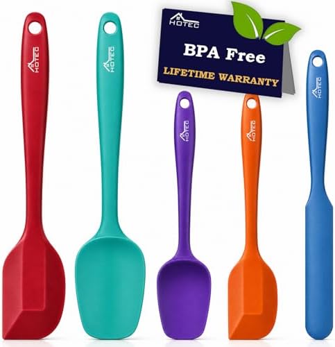 HOTEC Heat Resistant 600℉ Food Grade Silicone Rubber Spatula Set ...