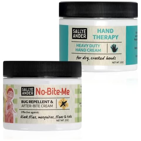 SALLYEANDER All-Natural Cream Bundle - 2 Pack - “No-Bite-Me” Bug & Insect Repellent Anti-Itch Cream - PLUS Heavy Duty Hand Therapy Cream - Safe for Kids and Infants Cover
