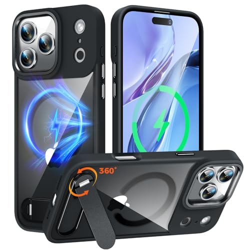 Coque iPhone 17 Pro avec Support 360° et Protection Antichoc Renforcée Noire
