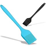 Silicone Basting Brush, Premium Baking Brush - for Cooking, Grilling & Marinating, BBQ, Pastry, Sauce, Butter, Oil, Turkey and Desserts Baking - Heat Resistant Barbecue Utensil, Set of 2