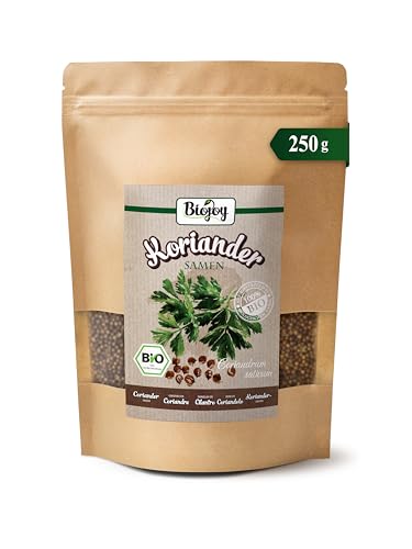 Biojoy Semillas de Cilantro orgánico (250 g), naturales, enteras, sin aditivos, Coriandrum sativum