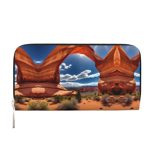YANYU Arches National Park-Standard Print Leather Hand Wallet �N���b�` ���f�B�[�X �J�W���A�� ���s �������ʂŎg�p�\ ���z�A�u���b�N�A�����T�C�Y�A�A�[�g