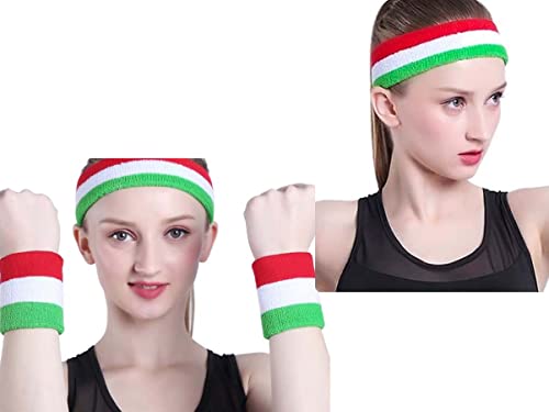 Bande de poignet élastique pour homme et femme + 2 poignets élastiques, tricolores du drapeau italien, pour sport de sport Cover