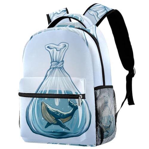 Sac à dos d'école ergonomique pour soulager le dos des ados avec motif baleine
