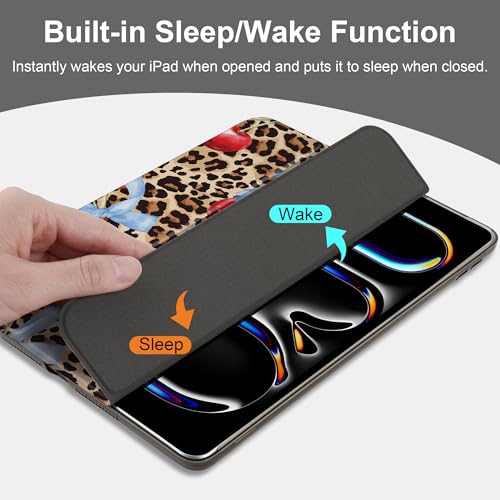 DONGKE Compatible with iPad 10.2 Inch Case 2021 2020 2019, Smart Lightweight Trifold Stand Hard Plastic Transparent Cover Support Auto Sleep/Wake for iPad 10.2" 9th/8th/7th Generation - Leopard by DONGKE - Image 4