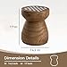 COSIEST Outdoor Side Table w Chessboard, 14''Concrete Faux Wooden Garden Stool, Lightweight Decor Outdoor Round End Table, Plant Stand for Garden and Deck, Brown