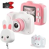 DigitCont Camara Digital Niños, 1080P 2.0' HD Selfie Video Cámara Infantil, Regalos Ideales para Niños Niñas de 3-14 Años, con Tarjeta TF 32 GB, Lector de Tarjetas (Conejo)