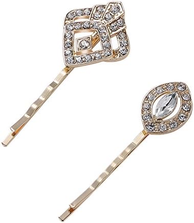 BABEYOND Vintage Hair Pins Clips for Women 1920s Crystal Rhinestone Feather Hair Pins Great Gatsby Hair Piece (A-Gold)