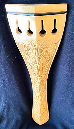 Indian Boxwood Carved Upright 4 String Bass Tailpiece #TOP19